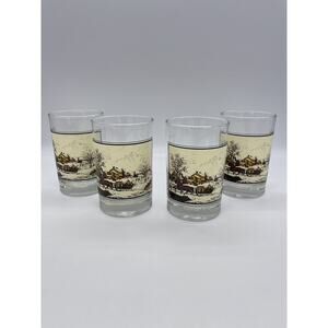 Set of 4 Vintage 1978 Currier & Ives Arby’s Collector American Farm in Winter